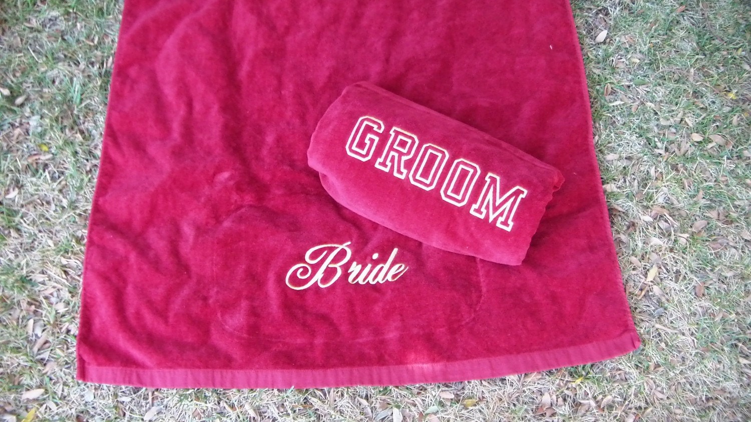 BRIDE & GROOM BEACH Towels with Tote Bag Embroidered 100