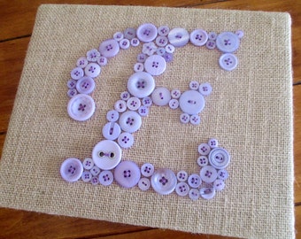 Items similar to Personalized Button Letters Canvas, Nursery Wall Art ...