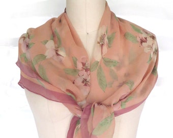 Vintage Silk Scarf Ann Taylor Floral Silk Scarf / Shawl / Wrap 33x 33 Japan