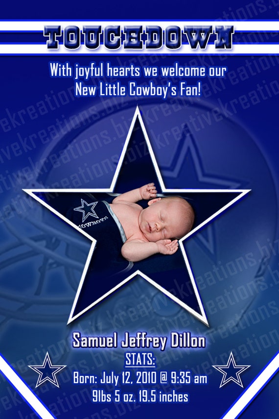 Items similar to Personalized Dallas Cowboys Baby Shower Invitations on