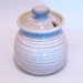 Honey Pot and Sugar jar In Soft White and Blue 2 cup pottery lidded jar