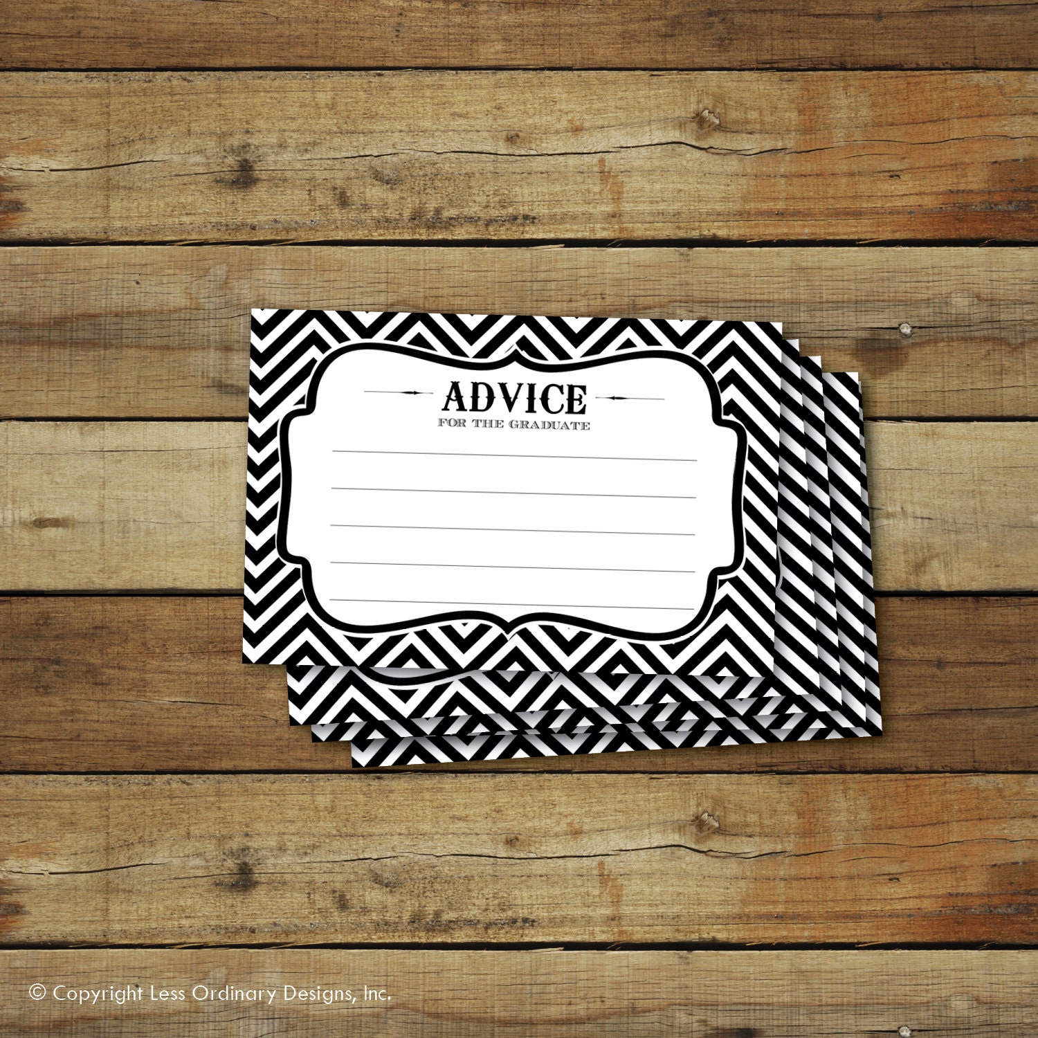 Graduation printable advice cards instant download black and