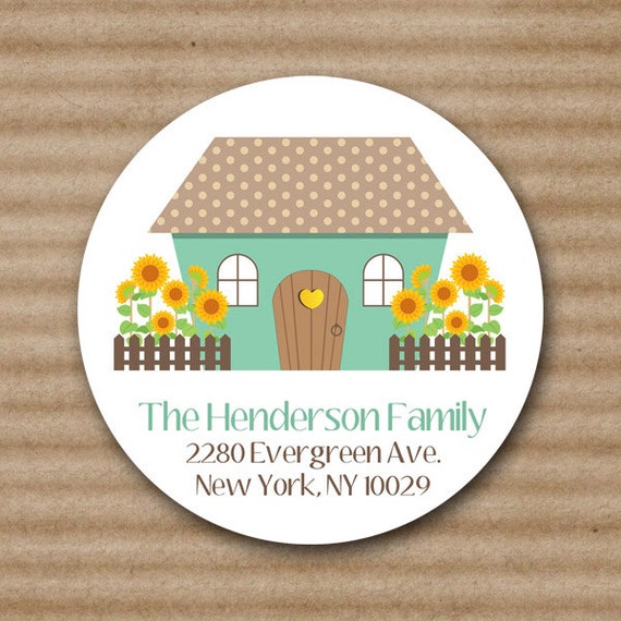 PRINTABLE House Address Labels Round by PaperHouseDesigns