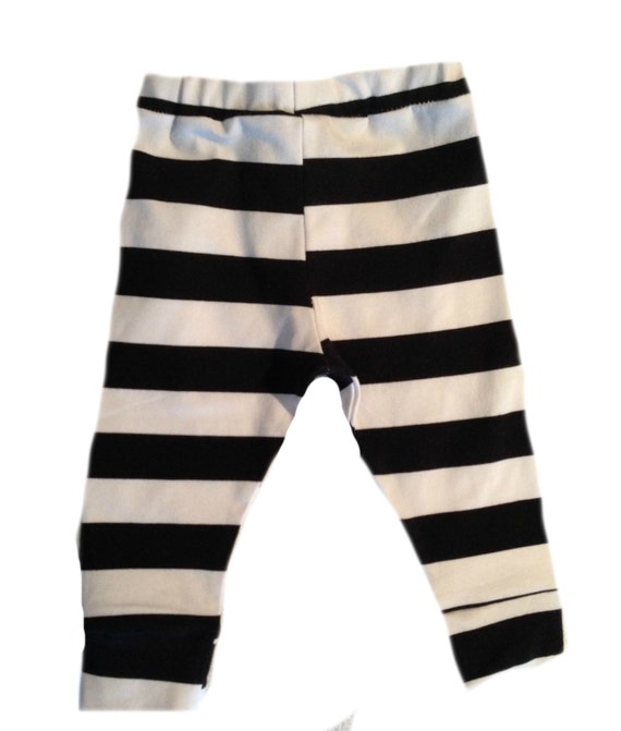 Black and White thick stripes leggings for boy or girl