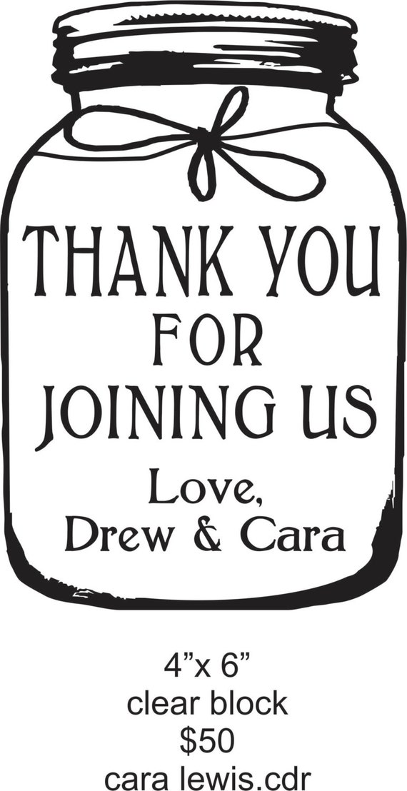 Items similar to Custom Thank for joining us You Mason Jar rubber stamp ...