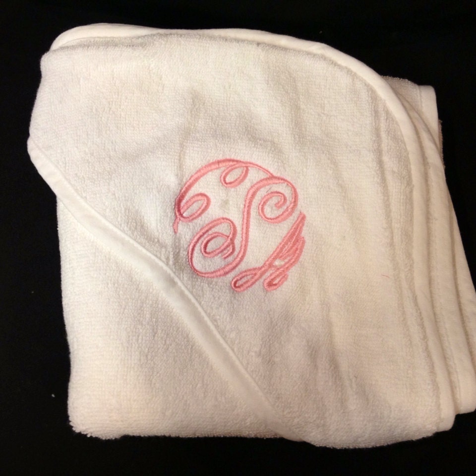Monogrammed Personalized Hooded Baby Towel Embroidered