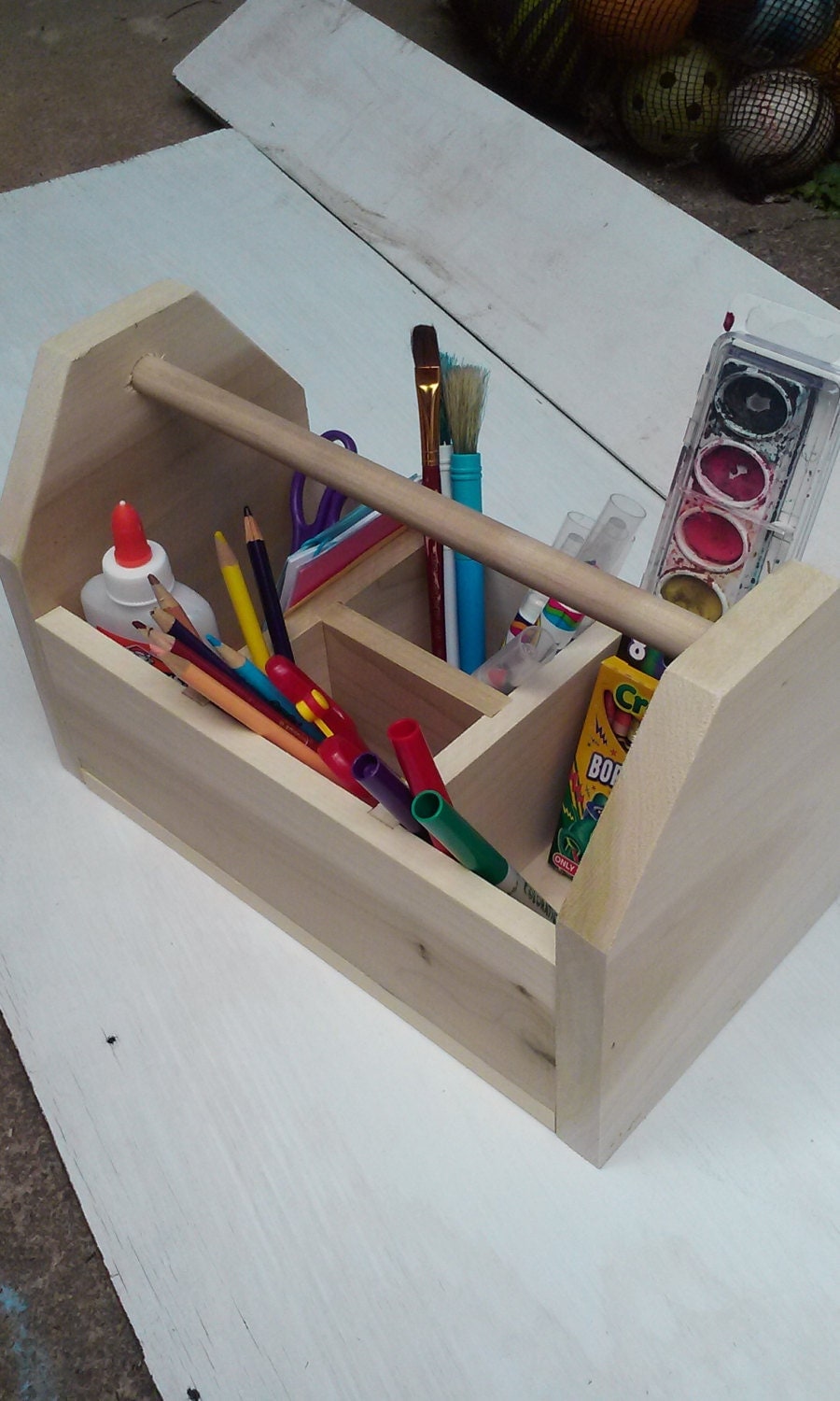 wooden toy caddy