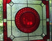 Ruby Stars stained glass panel