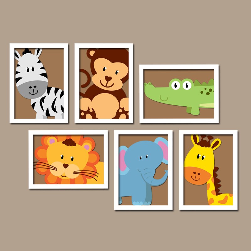 SAFARI Animal Wall Art Baby Boy Animal Nursery by TRMdesign