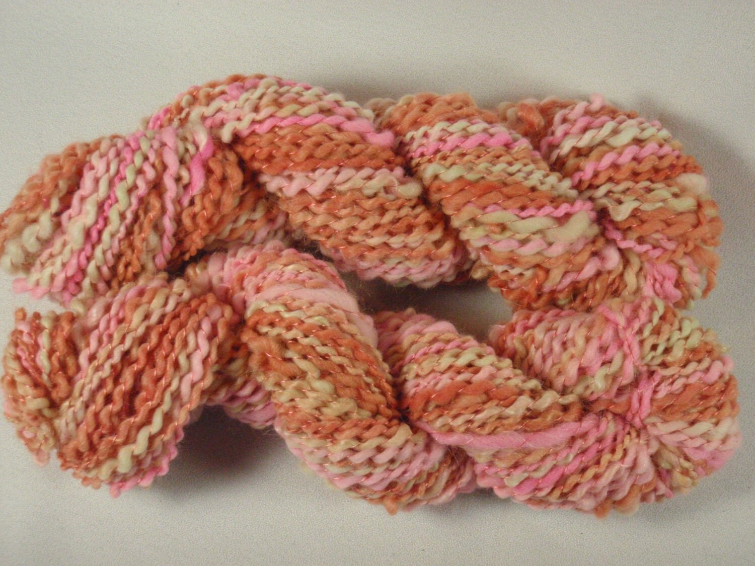 Handspun Yarn Pink & Orange Wool 150 yds from autumnhillllamas on Etsy Studio