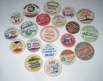 Assorted Vintage Milk Bottle Caps Set of 20 Lot D