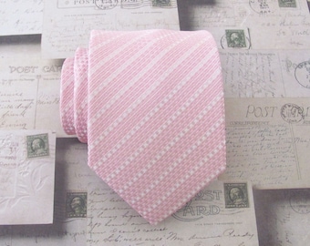 Mens Ties. Necktie Pink and White Stripes Mens Tie