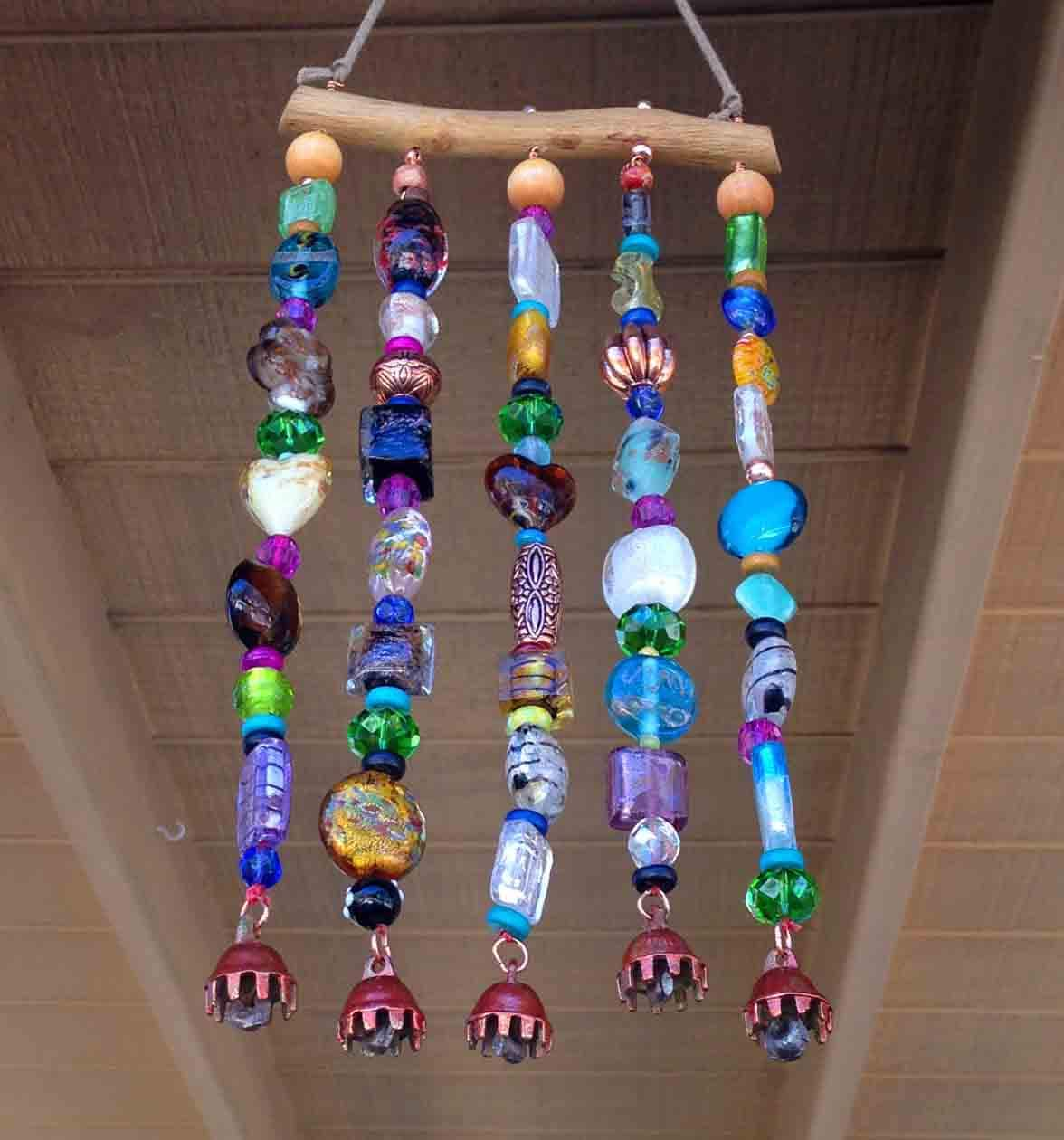 Wind Chime Glass Beaded Windchime Suncatcher on Mesquite