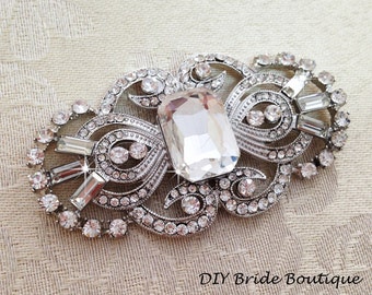 Art deco rhinestone brooch crystal brooch , wedding brooch, bridal shoe-clips, art deco brooch