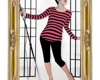 Maternity Striped Top Pink and Black by MamaSan Maternity