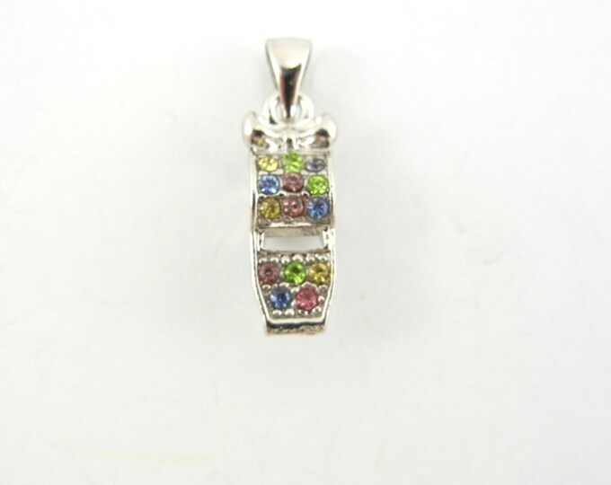 Small Silver-tone Whistle Pendant with Pastel Rhinestones