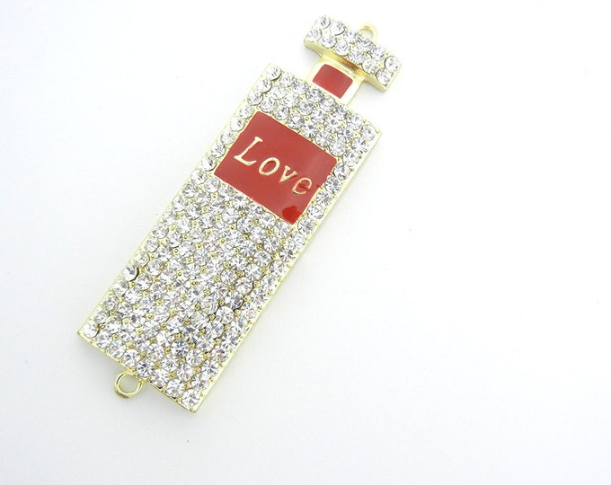 Large Love Potion or Perfume Bottle Double Link Gold-tone Pendant