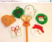 Christmas in July Sale Christmas assorted set of pencil toppers set of 7 Quantity discount Perfect school party treat or stocking stuffer Il_170x135