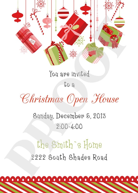 Items similar to custom Christmas Open House invitations hand made Christmas party on Etsy