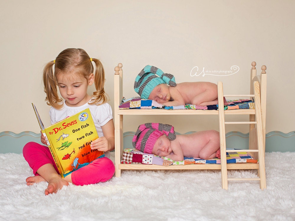 DIY Newborn Twins Traditional Photography Prop Posing Bunk Bed