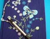 Embroidered Journal, Fabric Covered Journal, Unique Embroidered Journal, Granddaughter Gift Idea, Special Blank Journal