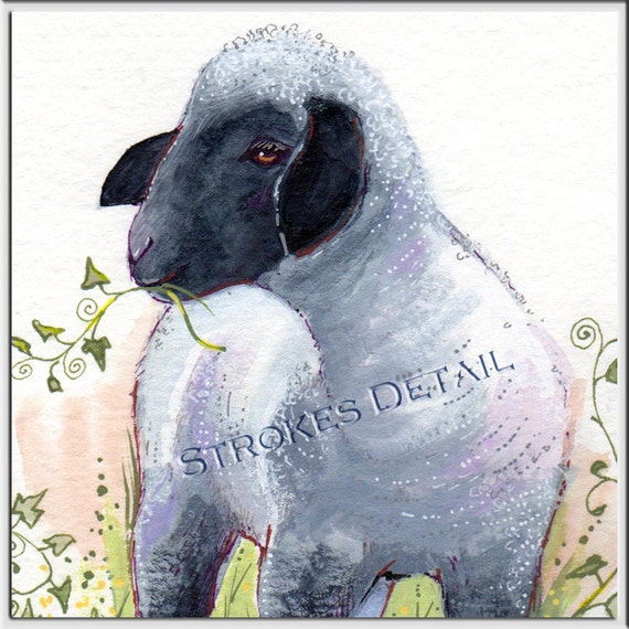 Little Lambs Eat Ivy Sulfolk Sheep Ivy Original Painting