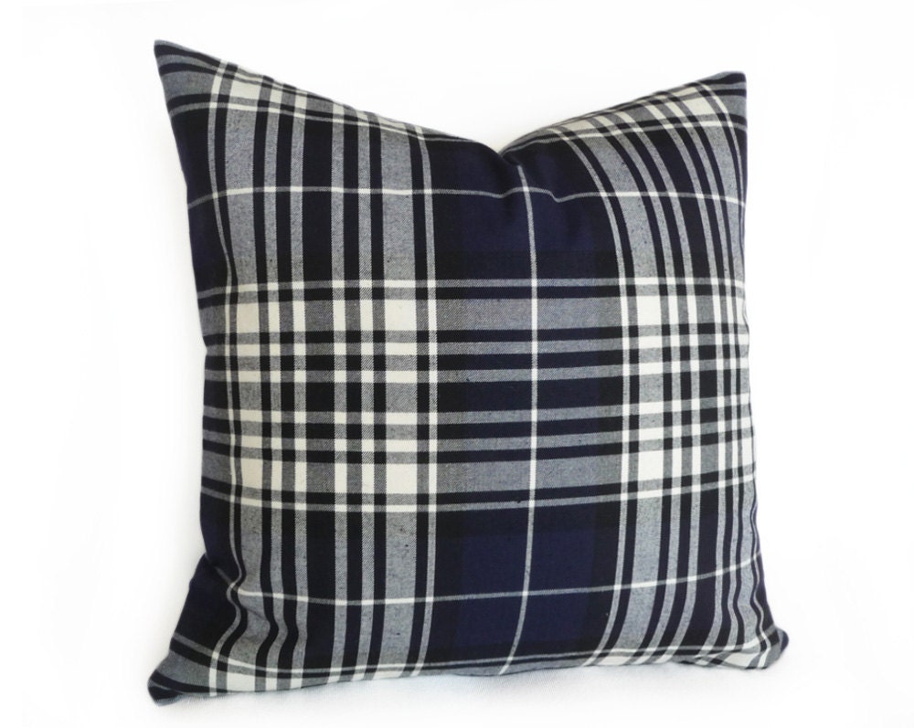 Navy Blue Plaid Pillow Tartan Plaid Pillow Covers Decorative