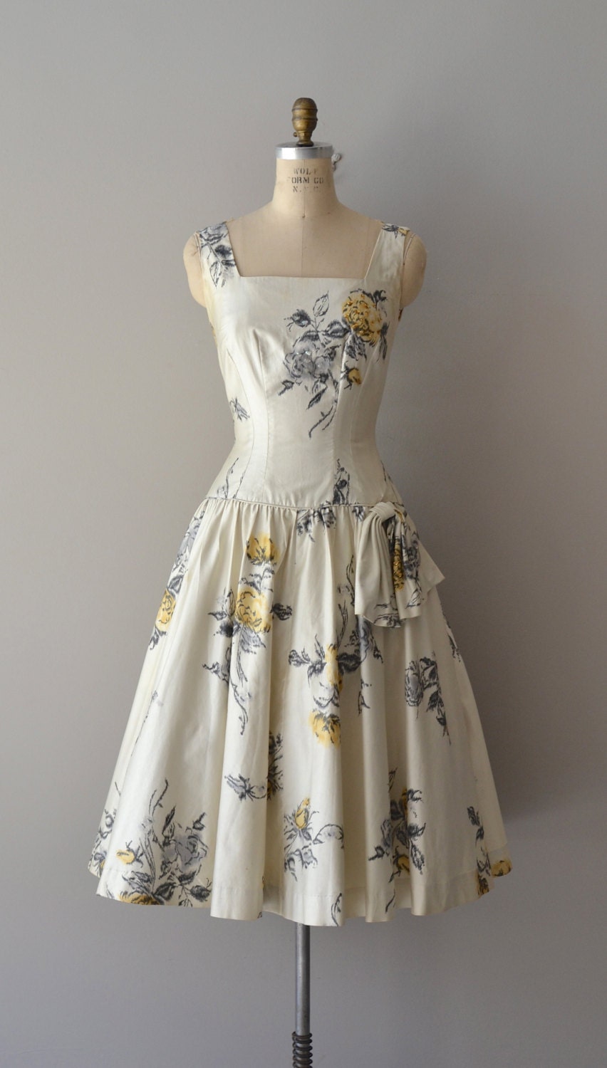 vintage 1950s dress / cotton 50s party dress / Honey Thief