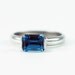 Swiss Blue Topaz Ring in Palladium Sterling - Emerald Cut Topaz Cocktail Ring