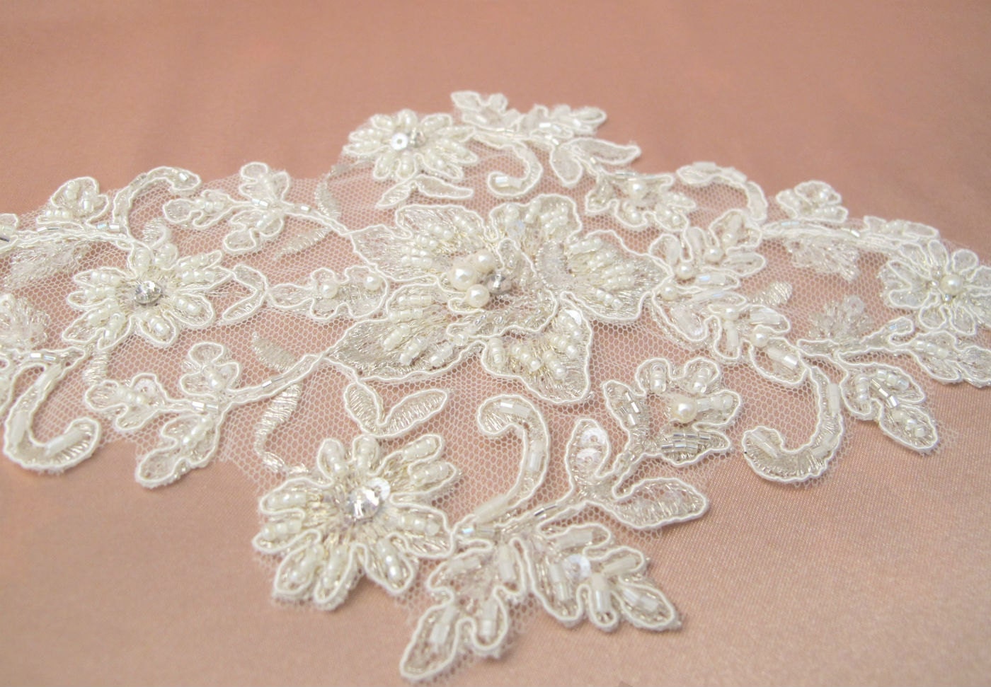 rhinestone and pearl bridal applique