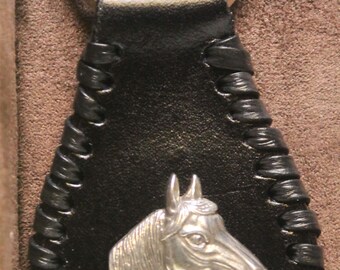 Handcrafted Leather Key Ring with Horse Head