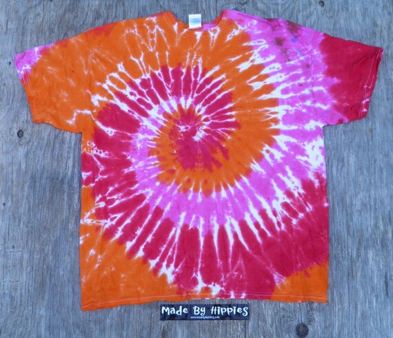 red and pink tie dye shirt