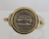 Flip face spinner ring for men and women . Unisex reversible  ring .  Star of David ring.  Silver and gold ring. Free shipping