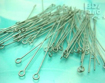 last 7packs -30% / E205SA / 15Gm *175Pc / 1.5inchx24gauge - Light Antique Silver Plated Eye Pins Findings