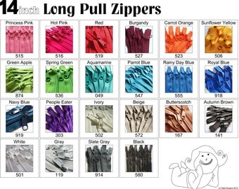 Zippers: 14 Inch 4.5 Ykk Purse Zippers with a Long Handbag Pulls Mix and Match Your Choice of 10 Zippers