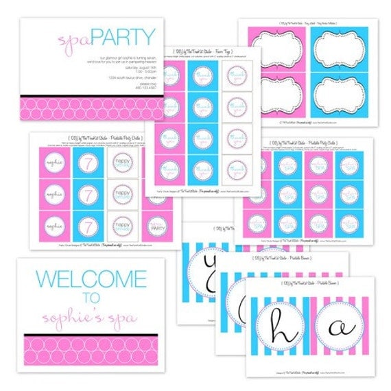 Spa Party Full Printable Party Collection by The TomKat Studio Il_570xn