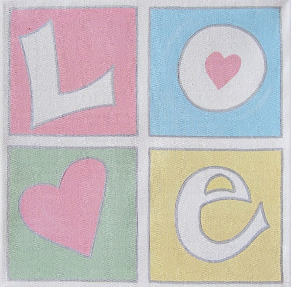Items similar to LOVE BLOCK Custom Hand Painted Canvas Painting Made
