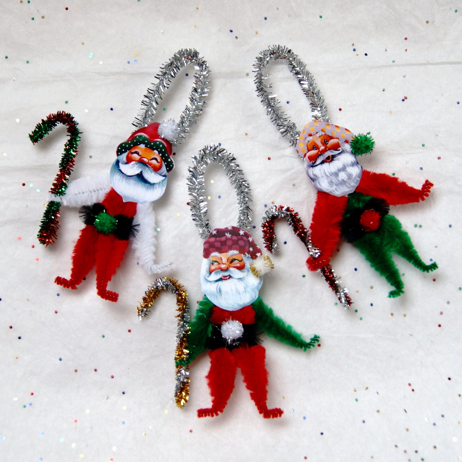 santa chenille ornaments saint nicholas by hauntedswdesigns santa chenille ornaments saint nicholas by hauntedswdesigns