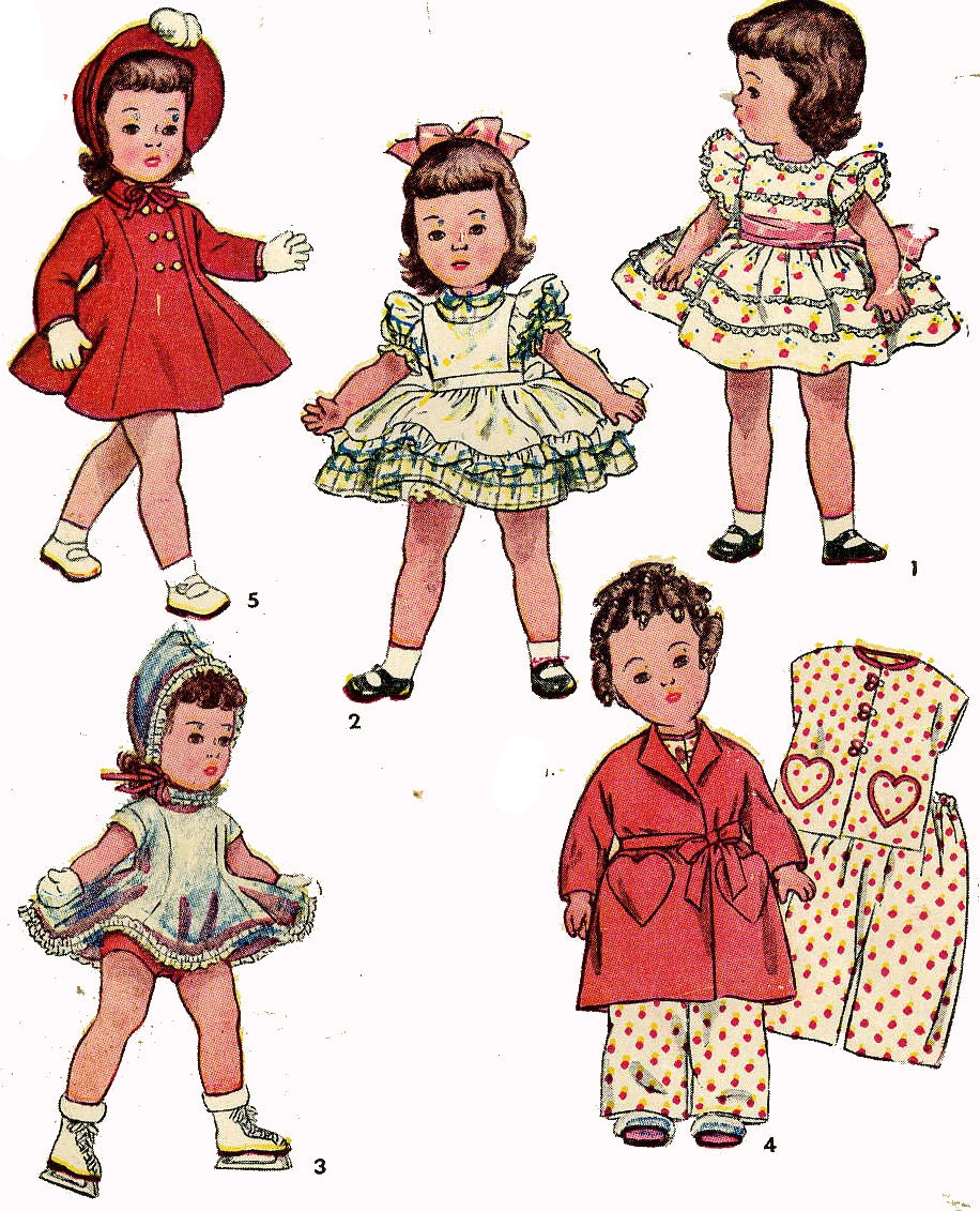 Vintage Doll Clothes PATTERN 3728 for 14 inch Toni Bonnie