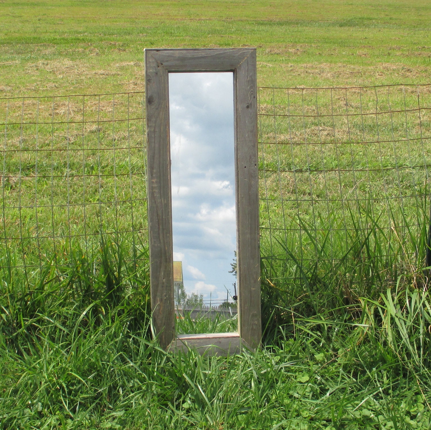 Rustic Floor Mirror Made From Reclaimed Wood Small 40 x 14
