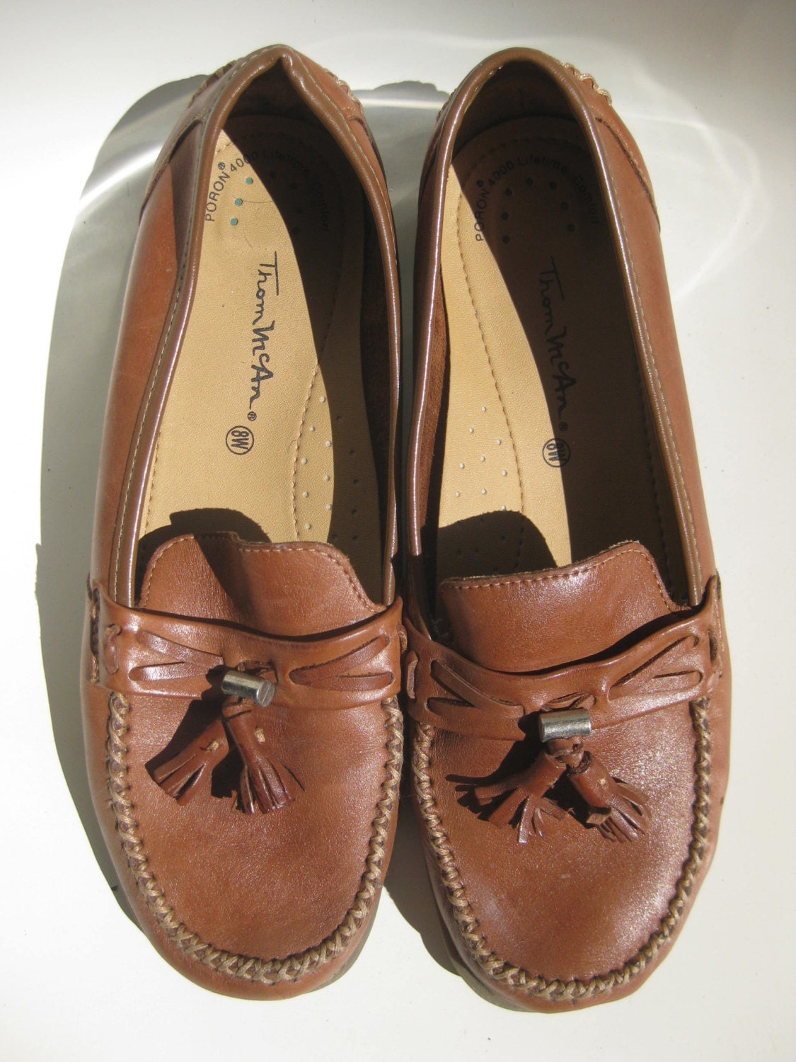 1980s Thom McAn Brown Leather Loafers Penny Loafers Womens 8