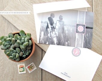 Personalized Folded Thank You Cards / Photo Thank You Note / Collage / Custom / FREE 2 Day Shipping / Any Color, Paper, Font, Monogram/Logo