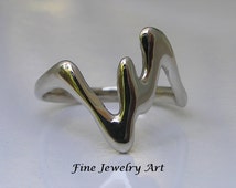 14k freeform wedding rings