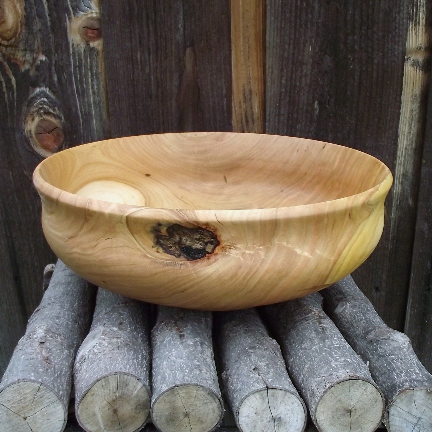 Cherry Wood Bowl Wooden Bowl Rustic Farmhouse Home Decor