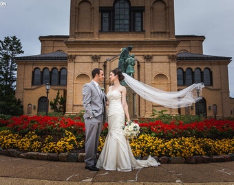 Single layer chapel wedding veil white, diamond or ivory