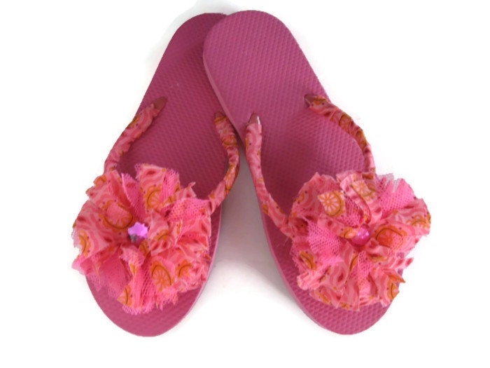 Hot Pink Decorated Flip Flops