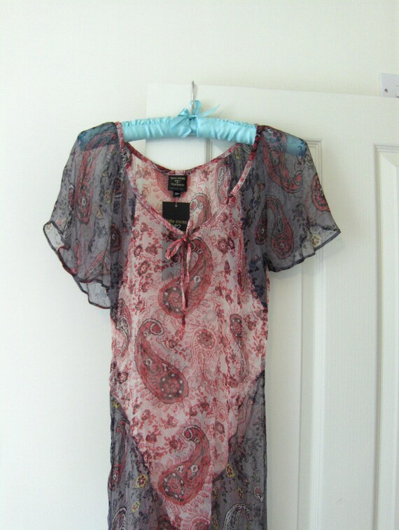 Vintage Kate Moss Topshop tattoo sheer paisley maxi dress.