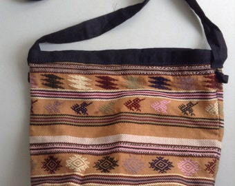 Boho, Hippie, Small embroidered bag, purse, tote. New old stock. Neutral Colors.