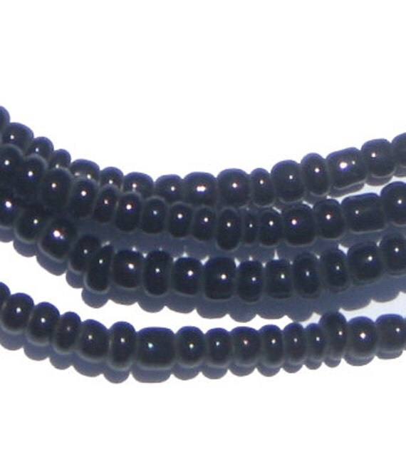 320 Ghana Glass Beads Black Seed Beads 2 Strands African
