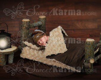 Log Newborn Bed with Wood Background (Many Options) Digital Prop Photoshop PSD File 472